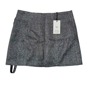 SLA The Label Gunmetal Glitter Mini Skirt Metallic Silver Sparkle XXS NWT